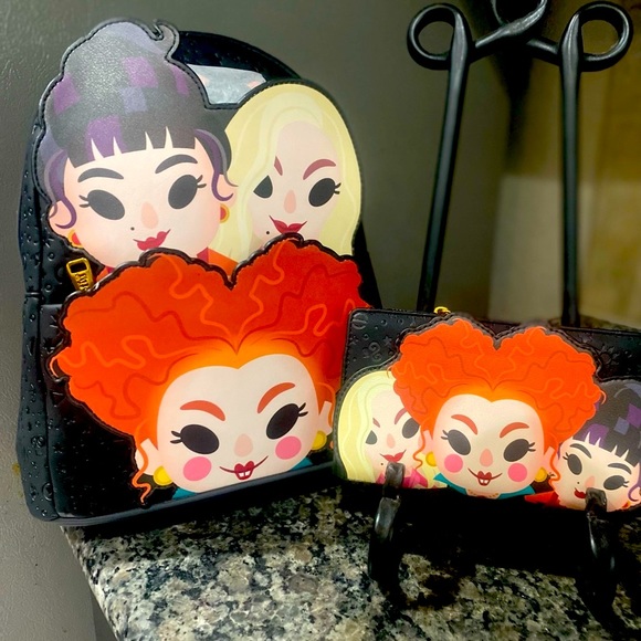 Hocus-pocus Sanderson sisters bundle. Lounge fly mini backpack and wallet.NWT! - Picture 1 of 7